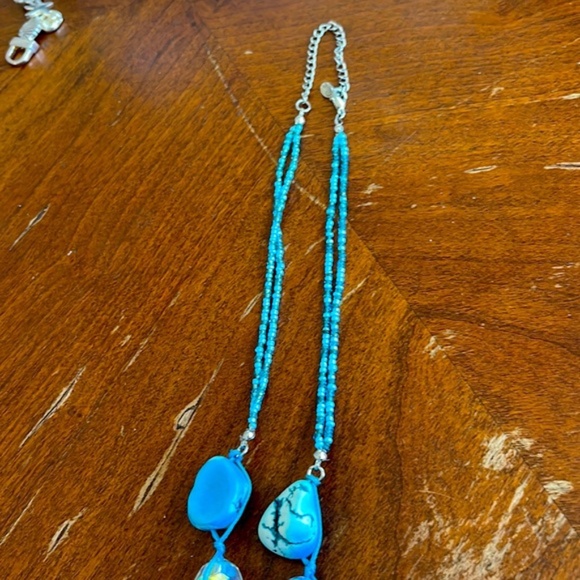 Women's Boho vintage cowgirl western nugget turquoise long beaded Necklace - Picture 5 of 5